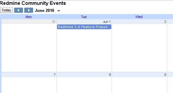 Redmine Community Calendar